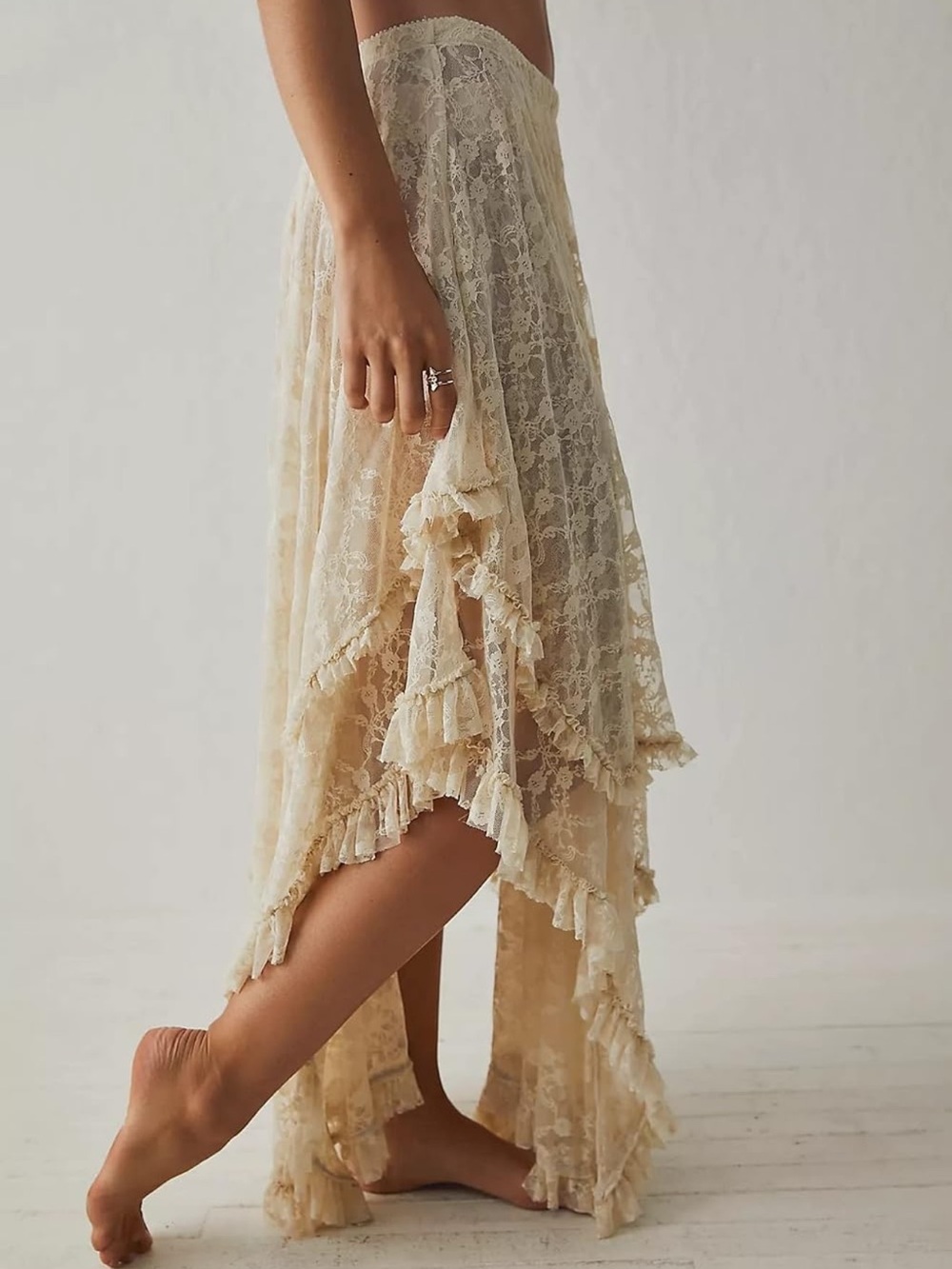 Asymmetrical lace layered fairy skirt m - Picture 6 of 14